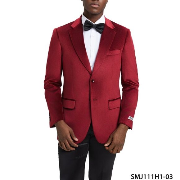 Wine Velvet Notch Lapel Stacy Adams Men's Jacket